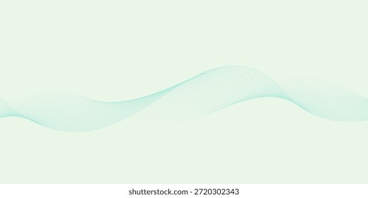 Abstract blue wave line on smooth green background design. Digital concept. Technology lines design