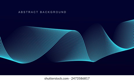 Abstract blue wave line pattern on dark blue background. Futuristic technology concept. Suit for banner, poster, cover, brochure, landing page, website