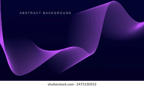 Abstract blue wave line pattern on dark blue background. Futuristic technology concept. Suit for banner, poster, cover, brochure, landing page, website