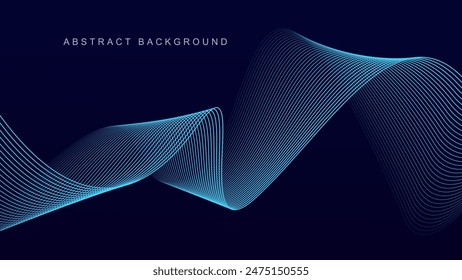 Abstract blue wave line pattern on dark blue background. Futuristic technology concept. Suit for banner, poster, cover, brochure, landing page, website