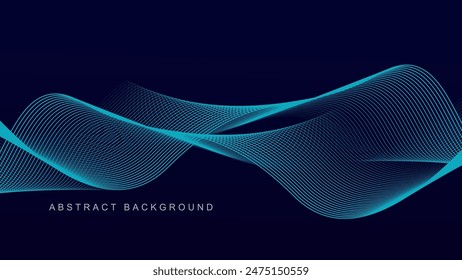 Abstract blue wave line pattern on dark blue background. Futuristic technology concept. Suit for banner, poster, cover, brochure, landing page, website