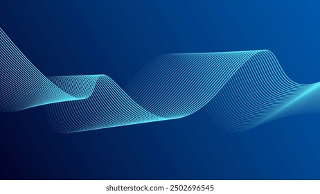 Abstract blue wave line pattern on dark blue background. Futuristic technology concept. Suit for banner, poster, cover, brochure, flyer, website