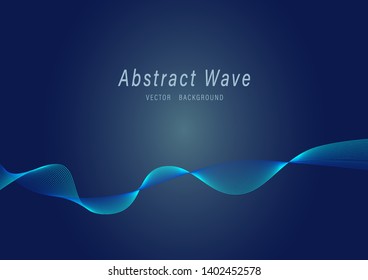 Abstract blue wave lines background. Curved wavy line by created using blend tool.