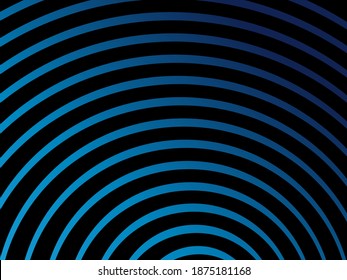 Abstract blue wave lines background. Art linear vector illustration isolated on black. Smooth stripe or curved wavy elements.