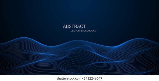 Abstract blue wave lines background. High tech futuristic concept on dark blue background. vector illustration