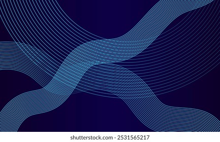 Abstract blue wave lines with dark background - fluid and dynamic digital design