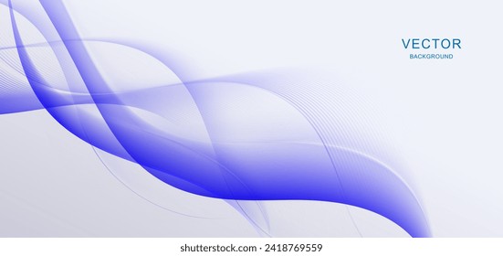 Abstract blue wave lines design on whtie background. Template brochure, poster. Vector illustration