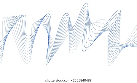 Abstract blue wave with lines. Digital frequency track equalizer. Vector illustration dynamic music wave. Technology sound.