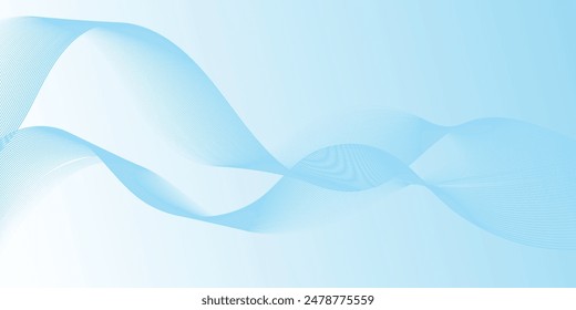 abstract blue wave lines frame on white background