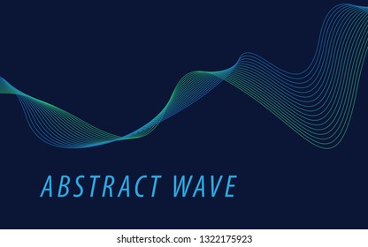 Abstract blue wave lines on dark blue background. Can be used presentation, poster. Vector illustration.