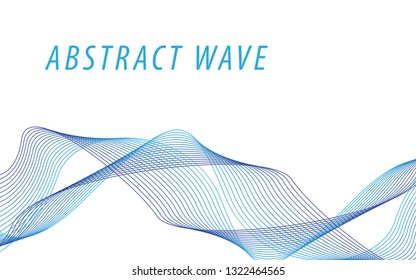 Abstract blue wave lines on white background. Can be used presentation, poster. Vector illustration.