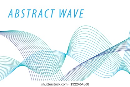 Abstract blue wave lines on white background. Can be used presentation, poster. Vector illustration.