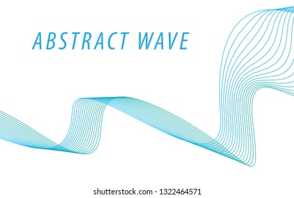 Abstract blue wave lines on white background. Can be used presentation, poster. Vector illustration.