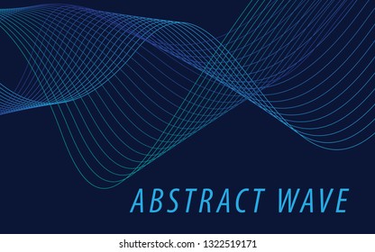 Abstract blue wave lines on dark blue background. Can be used presentation, poster. Vector illustration.