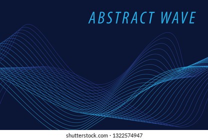  Abstract blue wave lines on dark blue background. Can be used presentation, poster. Vector illustration.