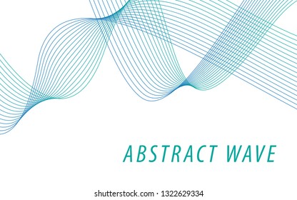 Abstract blue wave lines on white background. Can be used presentation, poster. Vector illustration.