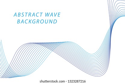 Abstract blue wave lines on white background. Can be used presentation, poster. Vector illustration.