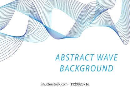 Abstract blue wave lines on white background. Can be used presentation, poster. Vector illustration.