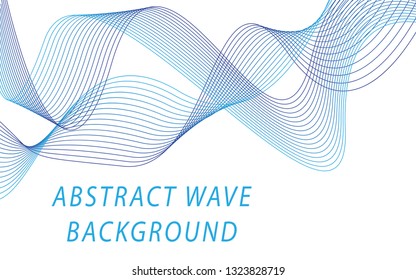 Abstract blue wave lines on white background. Can be used presentation, poster. Vector illustration.