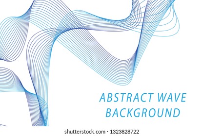 Abstract blue wave lines on white background. Can be used presentation, poster. Vector illustration.