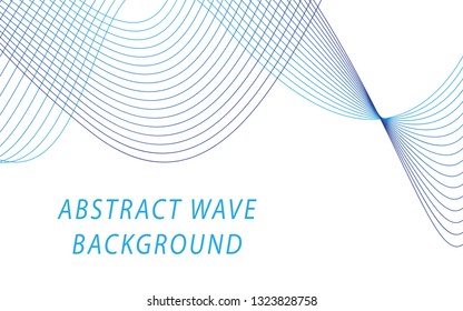Abstract blue wave lines on white background. Can be used presentation, poster. Vector illustration.