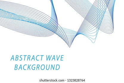 Abstract blue wave lines on white background. Can be used presentation, poster. Vector illustration.