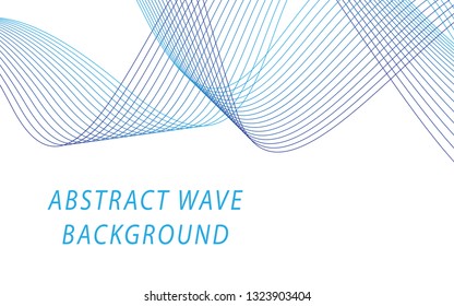 Abstract blue wave lines on white background. Can be used presentation, poster. Vector illustration.