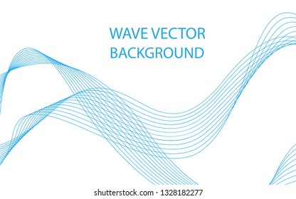 Abstract blue wave lines on white background. Can be used presentation, poster. Vector illustration.