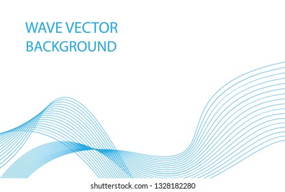 Abstract blue wave lines on white background. Can be used presentation, poster. Vector illustration.
