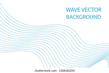 Abstract blue wave lines on white background. Can be used presentation, poster. Vector illustration.