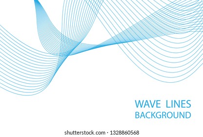 Abstract blue wave lines on white background. Can be used presentation, poster. Vector illustration.