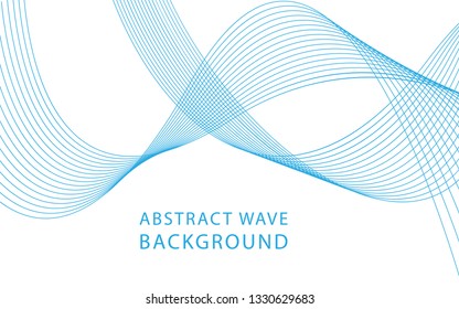 Abstract blue wave lines on white background. Can be used presentation, poster. Vector illustration.