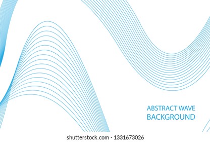 Abstract blue wave lines on white background. Can be used presentation, poster. Vector illustration.