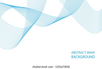 Abstract blue wave lines on white background. Can be used presentation, poster. Vector illustration.