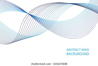 Abstract blue wave lines on white background. Can be used presentation, poster. Vector illustration.