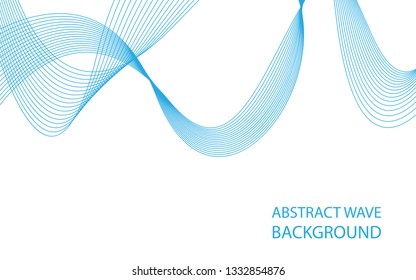 Abstract blue wave lines on white background. Can be used presentation, poster. Vector illustration.