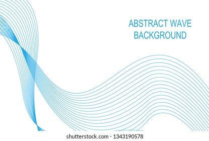 Abstract blue wave lines on white background. Can be used presentation, poster. Vector illustration.