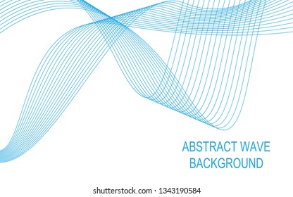 Abstract blue wave lines on white background. Can be used presentation, poster. Vector illustration.