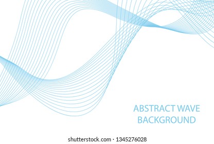 Abstract blue wave lines on white background. Can be used presentation, poster. Vector illustration.