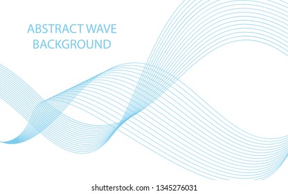 Abstract blue wave lines on white background. Can be used presentation, poster. Vector illustration.
