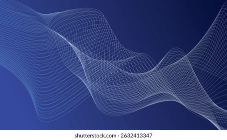 Abstract Blue Wave Lines on Dark Gradient Background – Futuristic Technology or Sound Wave Design