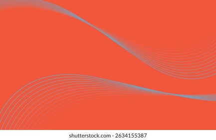 Abstract blue wave lines on orange background. Dynamic wave pattern. Modern flowing wavy lines. Futuristic technology concept. Suit for banner, poster, cover, brochure, flyer, website