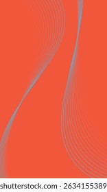Abstract blue wave lines on orange background. Dynamic wave pattern. Modern flowing wavy lines. Futuristic technology concept. Suit for banner, poster, cover, brochure, flyer, website