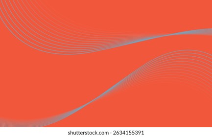 Abstract blue wave lines on orange background. Dynamic wave pattern. Modern flowing wavy lines. Futuristic technology concept. Suit for banner, poster, cover, brochure, flyer, website