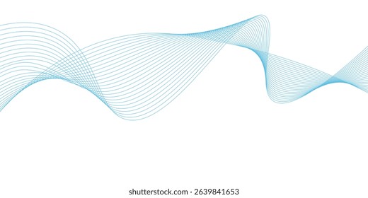 Abstract Blue Wave Lines on White Background. Vector Illustration
