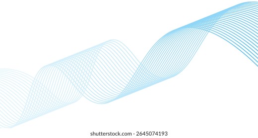 Abstract Blue Wave Lines on White Background. Vector Illustration