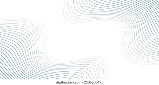 Abstract blue wave lines pattern on white background with space for your text