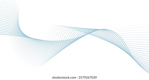 Abstract blue wave lines pattern on white background with space for your text modern background