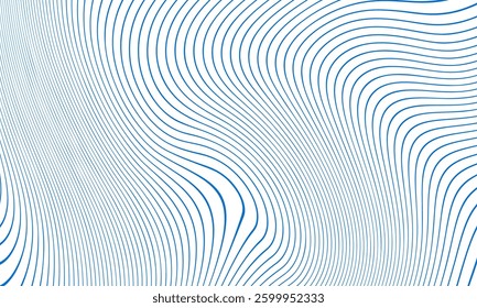 Abstract blue wave lines pattern on white background and texture. Vector background