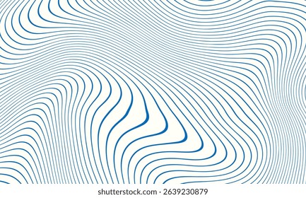 Abstract blue wave lines pattern on white background and texture. Vector background